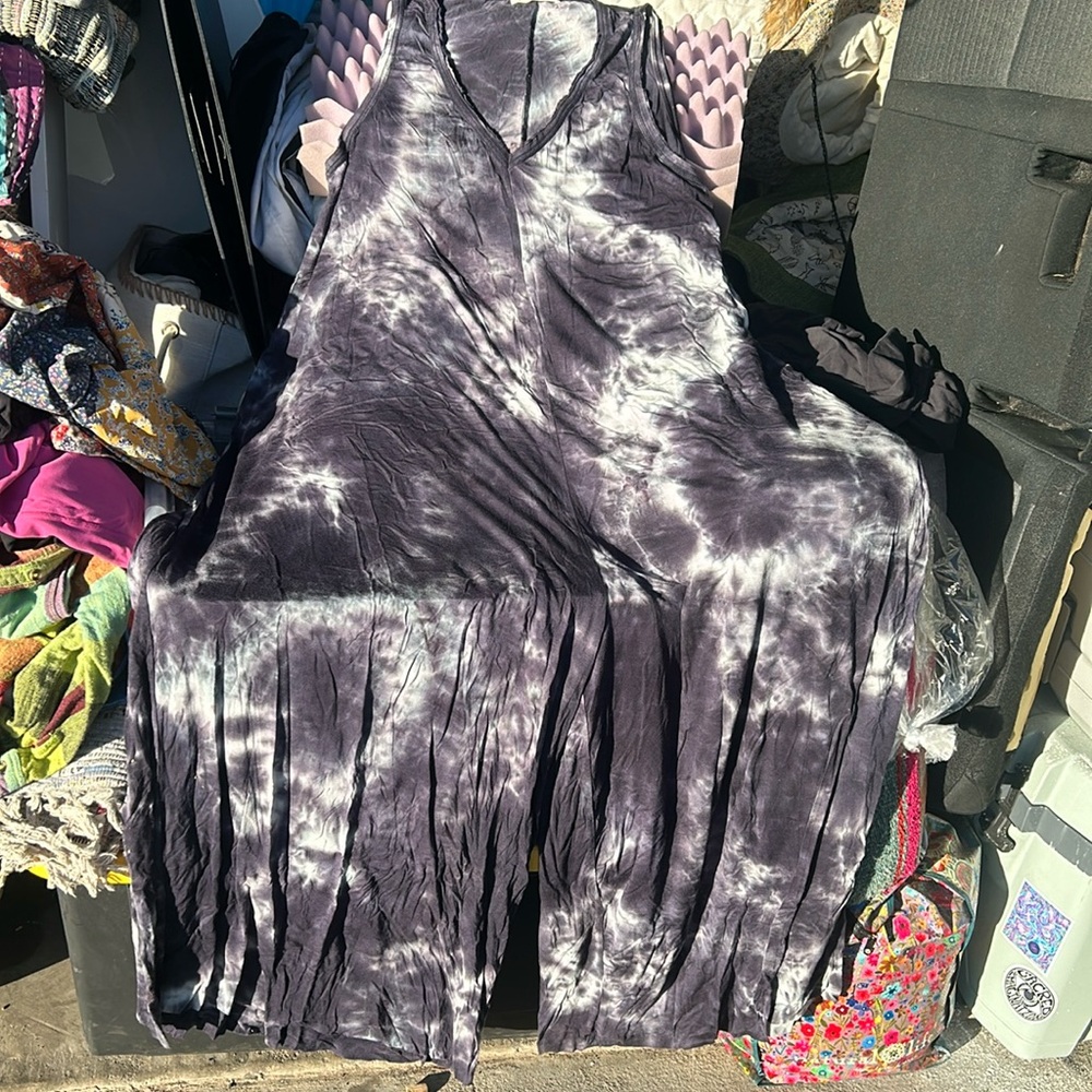 Natural Life One Size All navy tie dye v neck jumpsuit